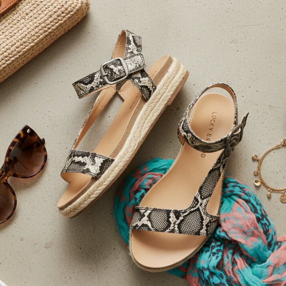 Lucky Brand  Gabrien Espadrille Sandals - NIB Snakeskin Print Size 8